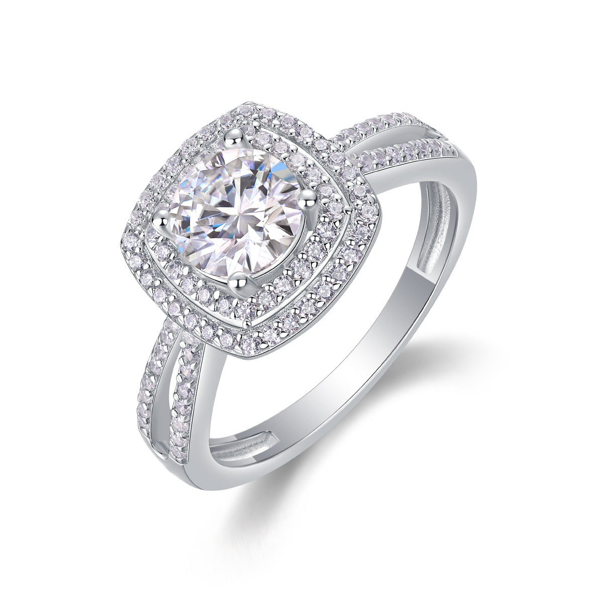 Cushion-cut moissanite engagement ring