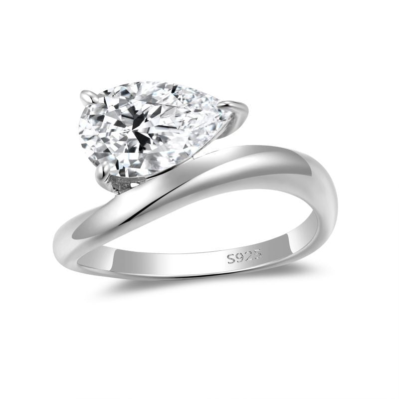 3-Carat Pear-Shaped Moissanite Ring – 7x11mm in 925 Sterling Silver with 18K Gold Plating
