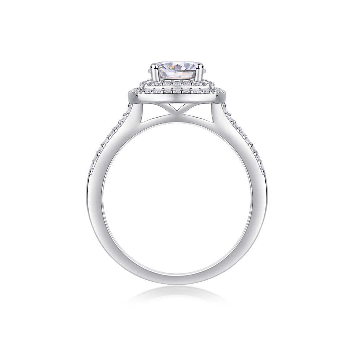 Cushion-cut moissanite engagement ring