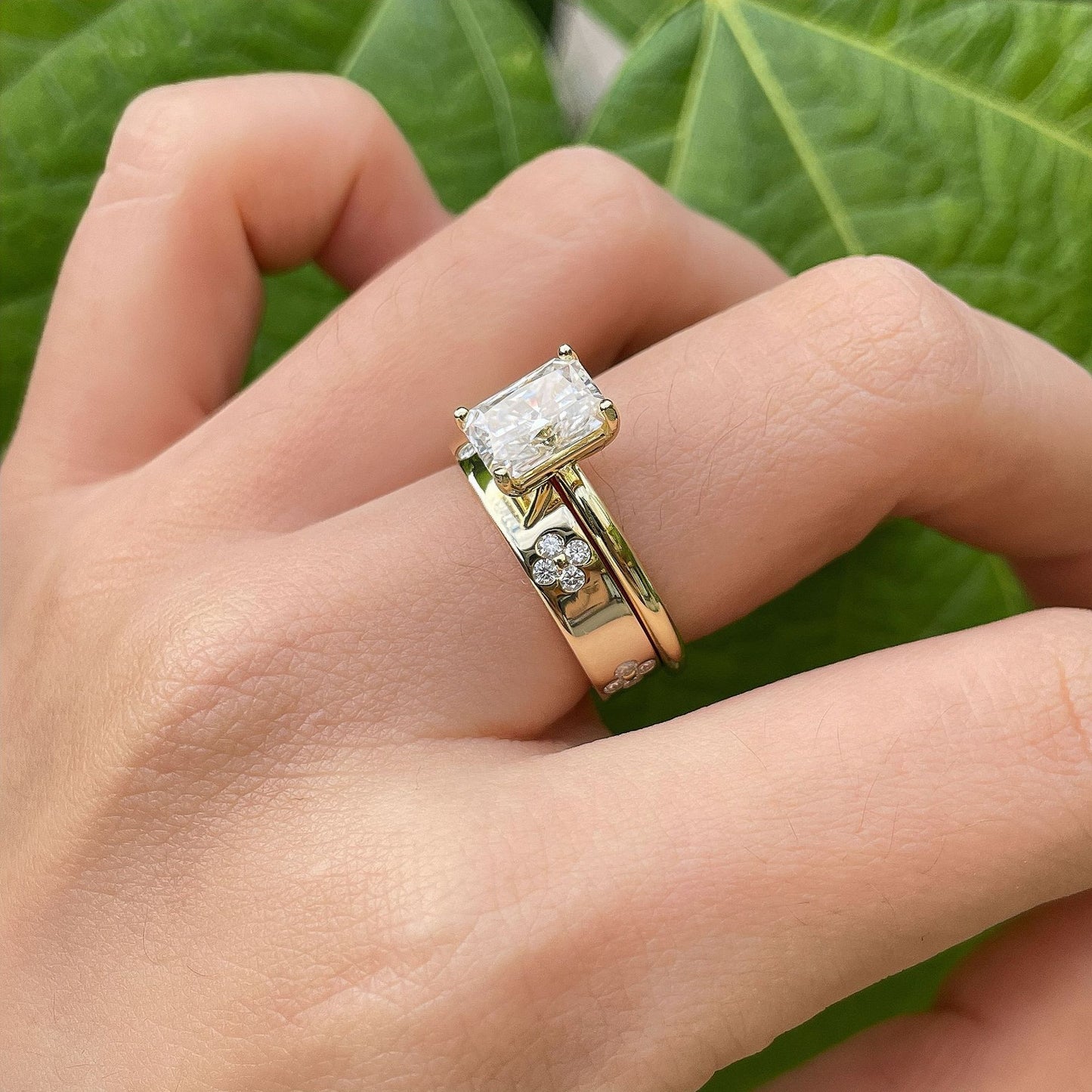 radiant cut moissanite engagement ring