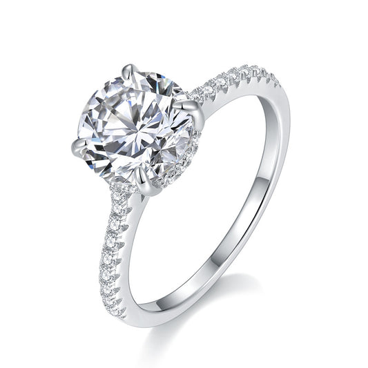 1 Carats Moissanite Engagement Ring – Sterling Silver with Classic Four-Prong Setting