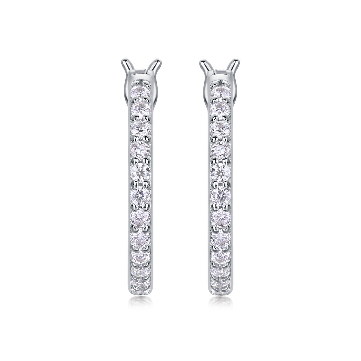 S925 Sterling Silver Moissanite Hoop Earrings – Luxury Light Stream Design for Women