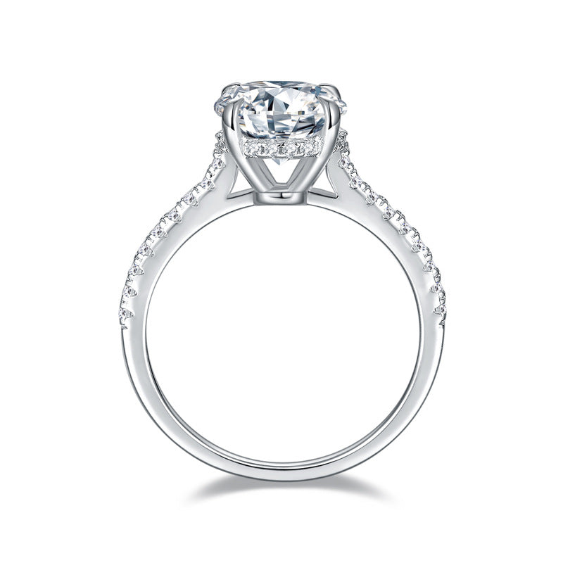 1 Carats Moissanite Engagement Ring – Sterling Silver with Classic Four-Prong Setting