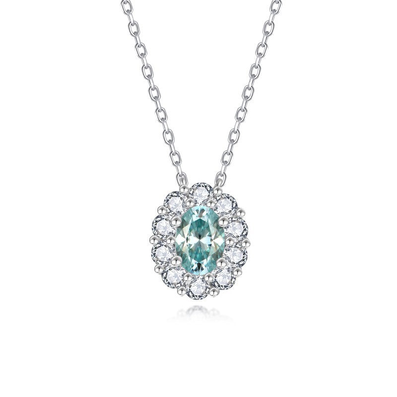 Teal moissanite pendant
