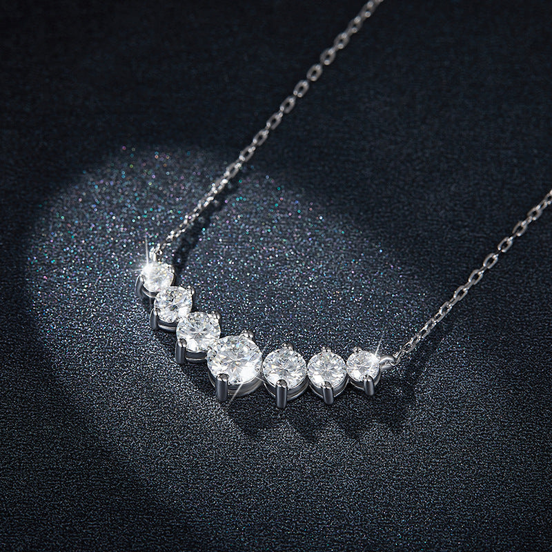 V-Shaped Classic Moissanite Pave Pendant - 1.7 Carat Round Necklace
