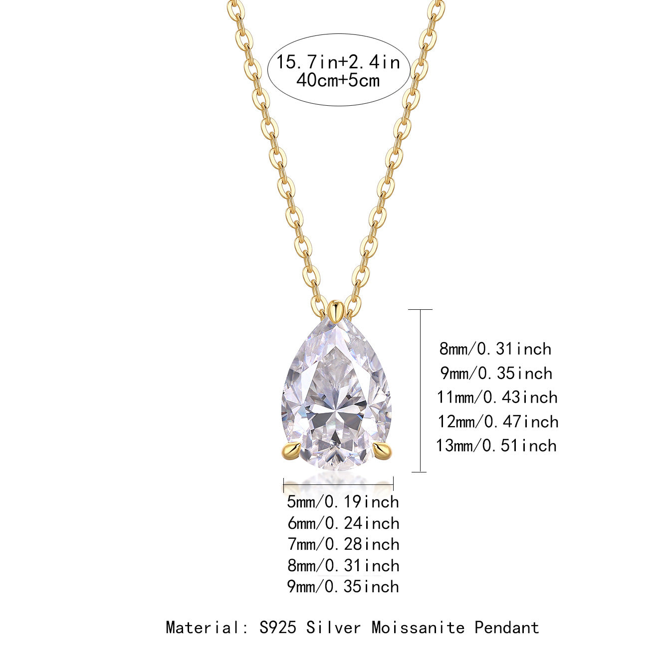 teardrop moissanite pendant