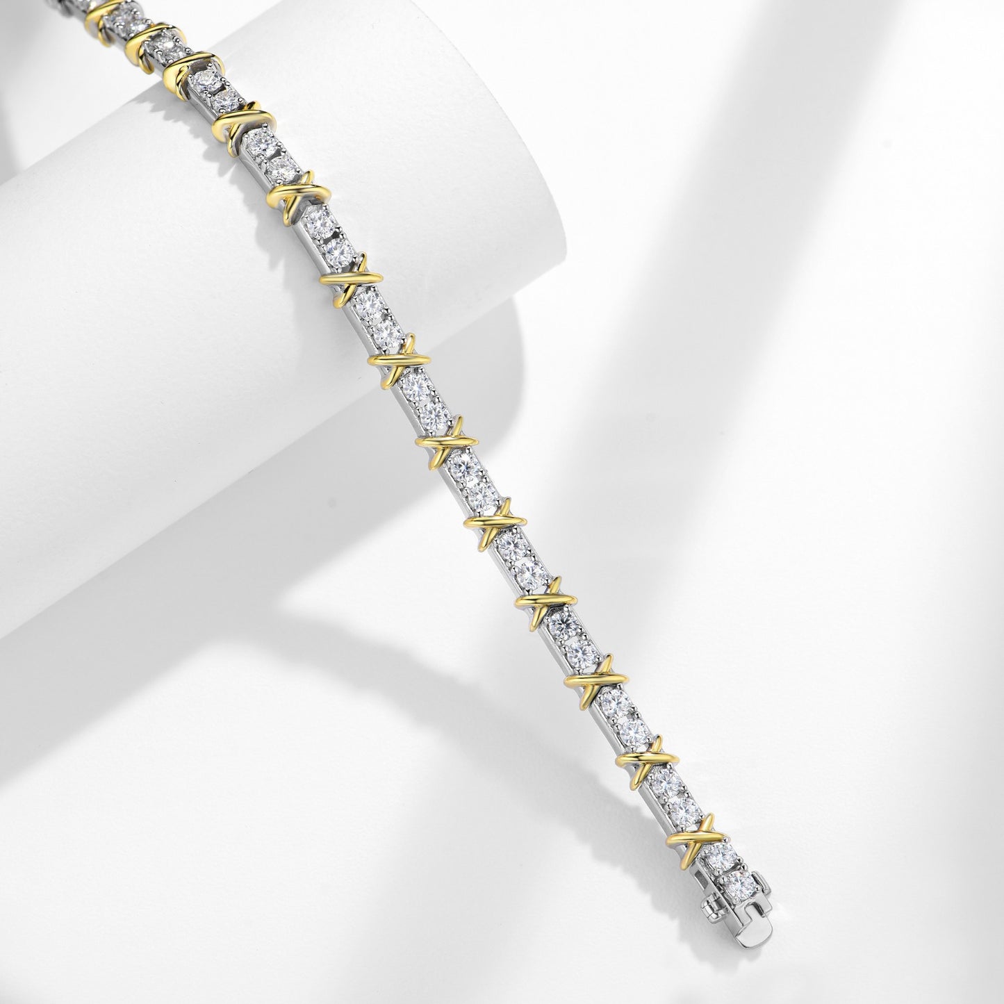 18K Gold-Plated 925 Silver Moissanite Bracelet – 3mm Round Cut for Women