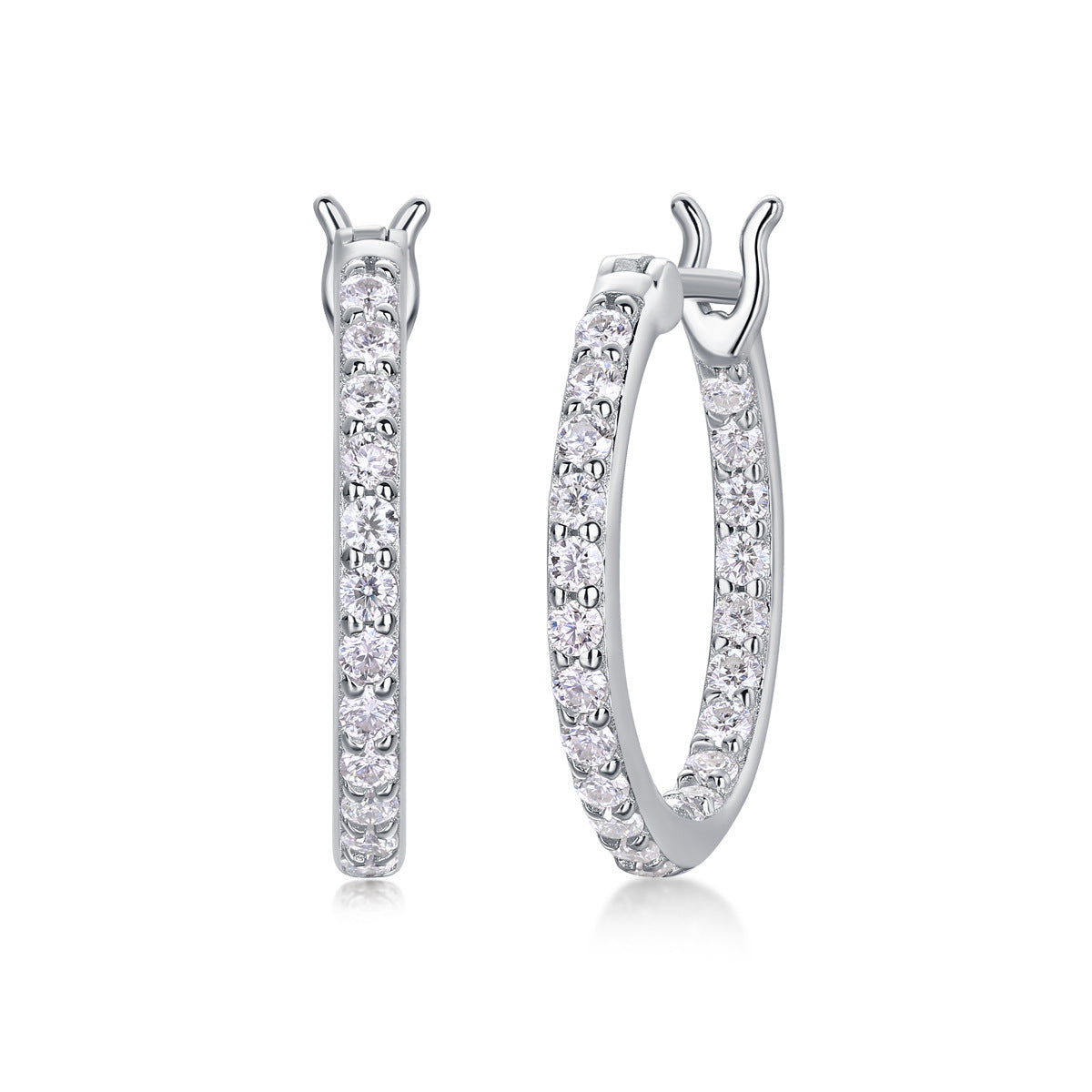 S925 Sterling Silver Moissanite Hoop Earrings – Luxury Light Stream Design for Women