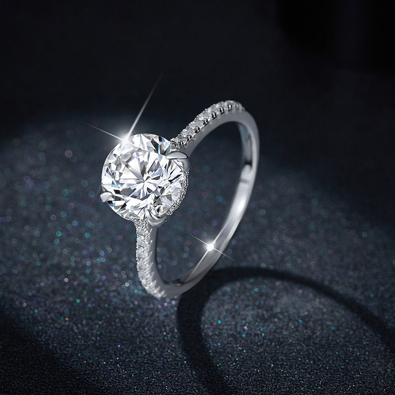 1 Carats Moissanite Engagement Ring – Sterling Silver with Classic Four-Prong Setting