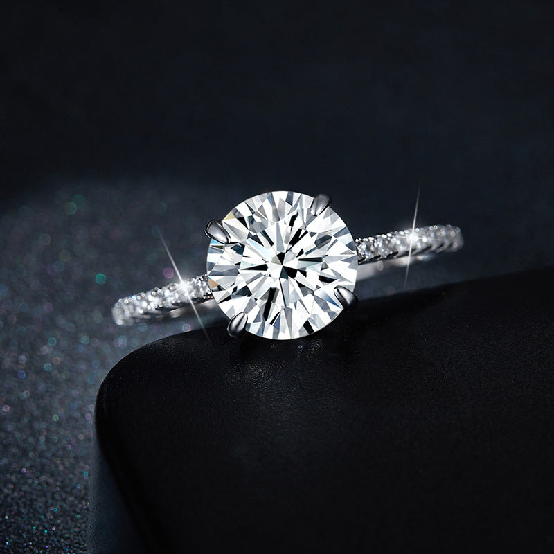 1 Carats Moissanite Engagement Ring – Sterling Silver with Classic Four-Prong Setting