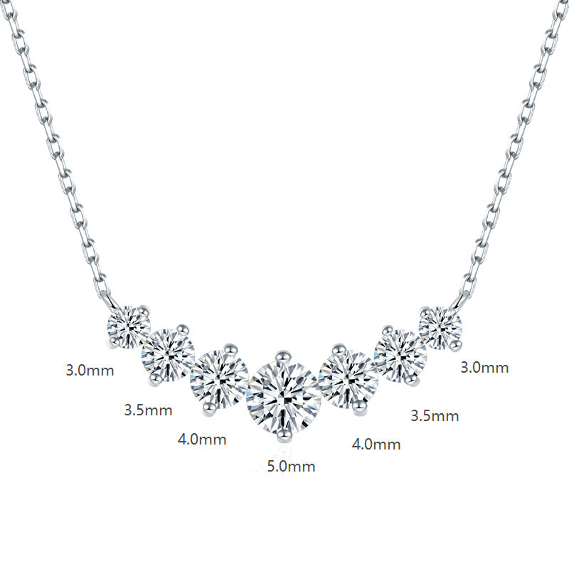 V-Shaped Classic Moissanite Pave Pendant - 1.7 Carat Round Necklace