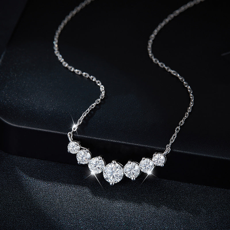 V-Shaped Classic Moissanite Pave Pendant - 1.7 Carat Round Necklace
