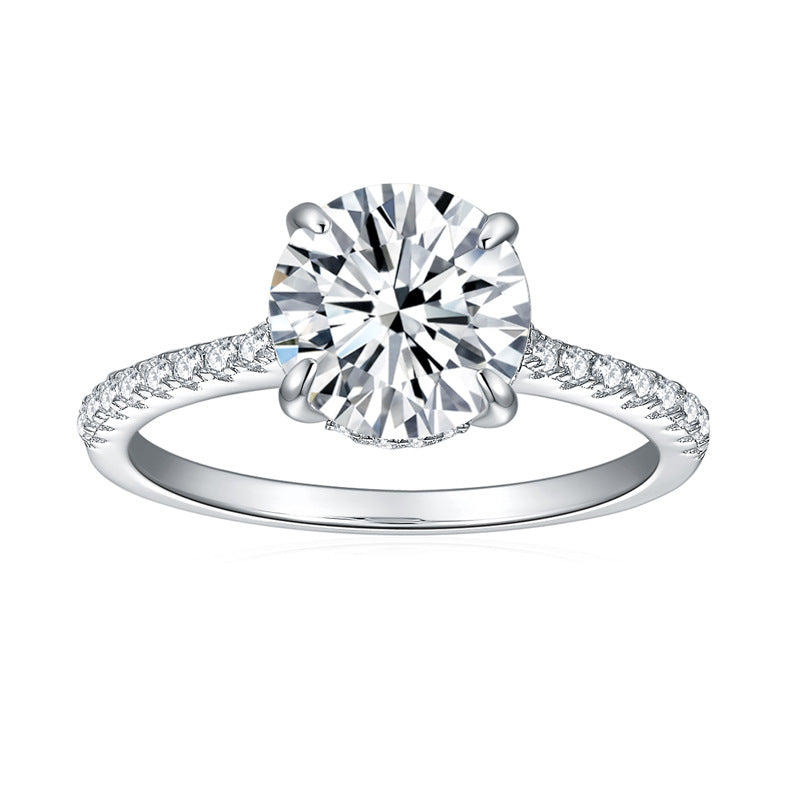 1 Carats Moissanite Engagement Ring – Sterling Silver with Classic Four-Prong Setting