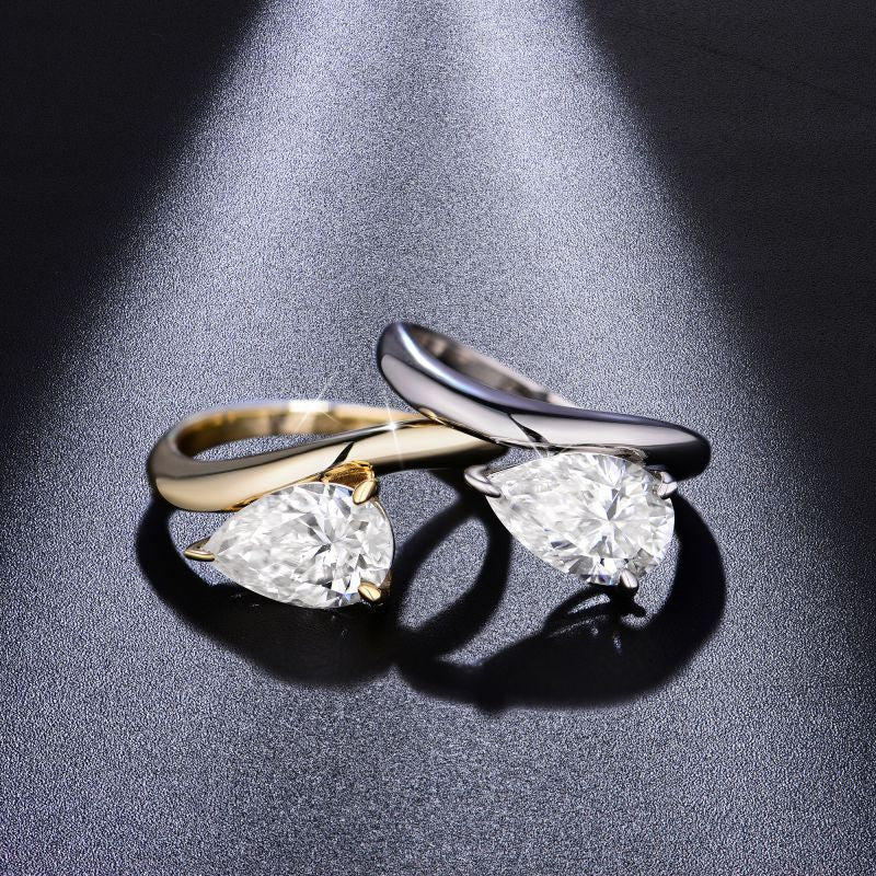 3-Carat Pear-Shaped Moissanite Ring – 7x11mm in 925 Sterling Silver with 18K Gold Plating