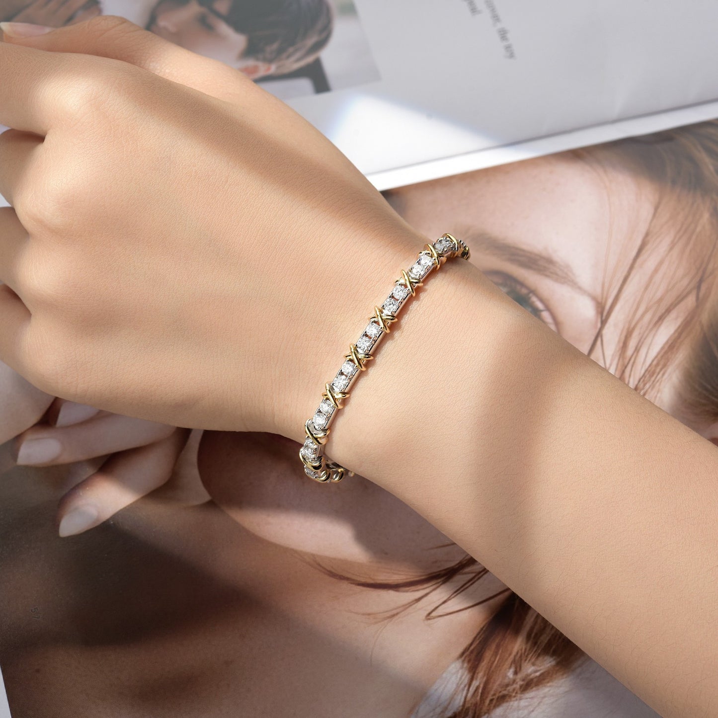 18K Gold-Plated 925 Silver Moissanite Bracelet – 3mm Round Cut for Women