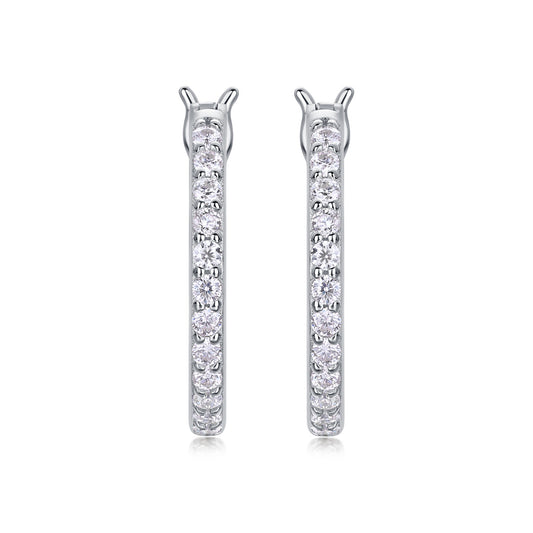 S925 Sterling Silver Moissanite Hoop Earrings – Luxury Light Stream Design for Women