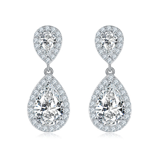 VVS Pear-Shaped D Color Moissanite Drop Earrings – 925 Sterling Silver (Total 4.17 Carats)