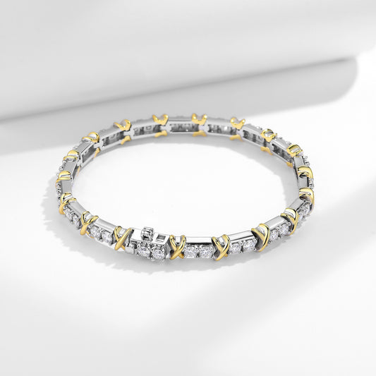 18K Gold-Plated 925 Silver Moissanite Bracelet – 3mm Round Cut for Women