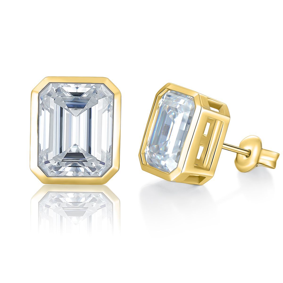 Emerald Cut 4 Carat VVS Moissanite Stud Earrings - 925 Sterling Silver