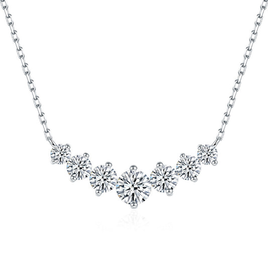 V-Shaped Classic Moissanite Pave Pendant - 1.7 Carat Round Necklace