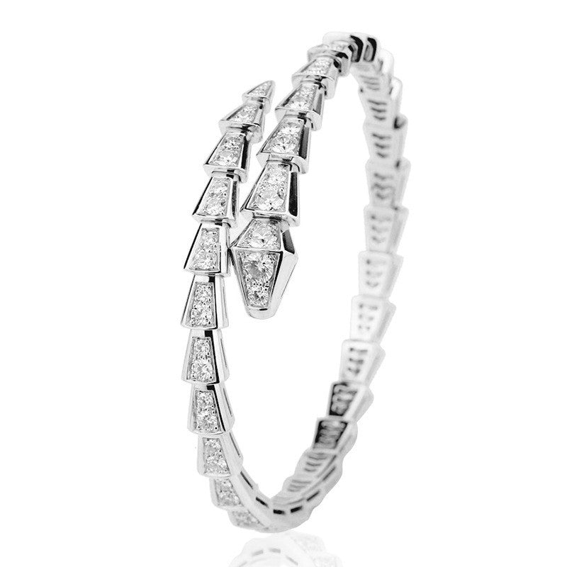 Luxury Adjustable Snake Chain Bracelet with Moissanite – S925 Silver Plated